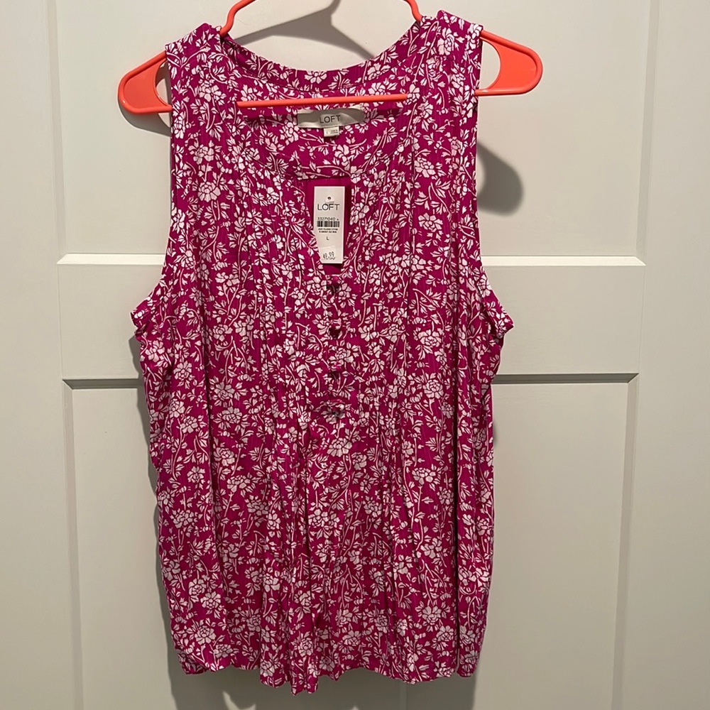 Brand new!  Loft sleeveless pink and white blouse